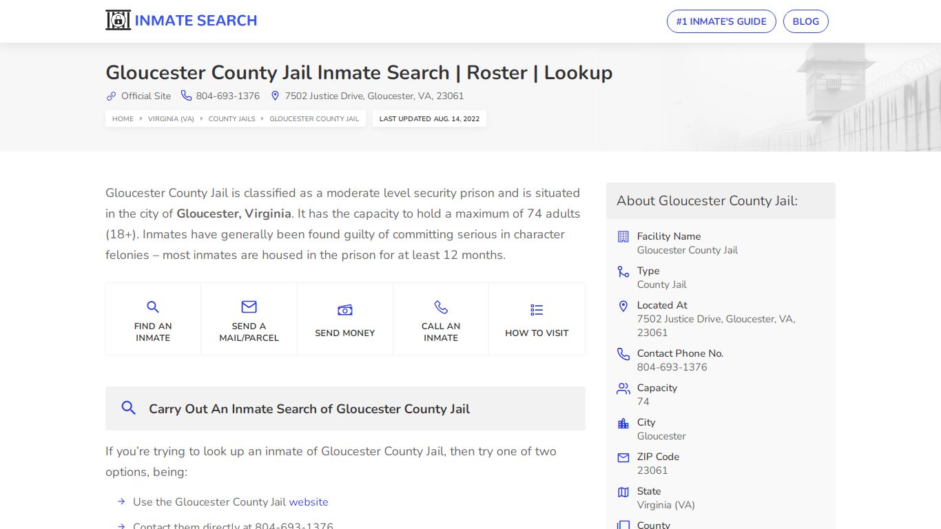 Gloucester County Jail Inmate Search | Roster | Lookup